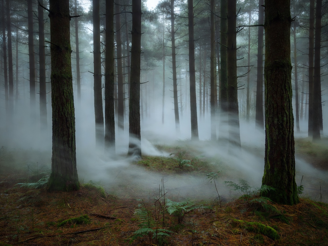 Mysterious Foggy Pine Forest in Rendlesham